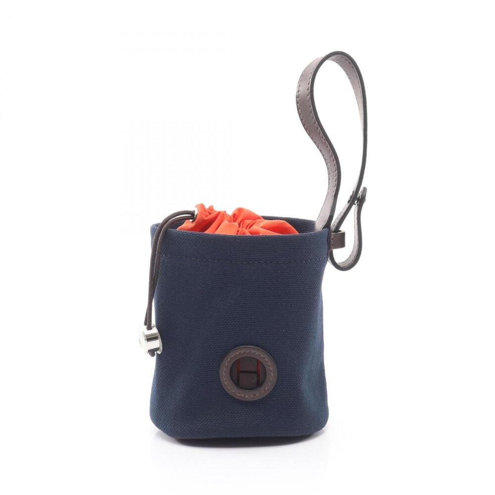 Hermes HERMES Dog Treat Pouch Handbag Canvas Men's Women's Navy Orange H00081...